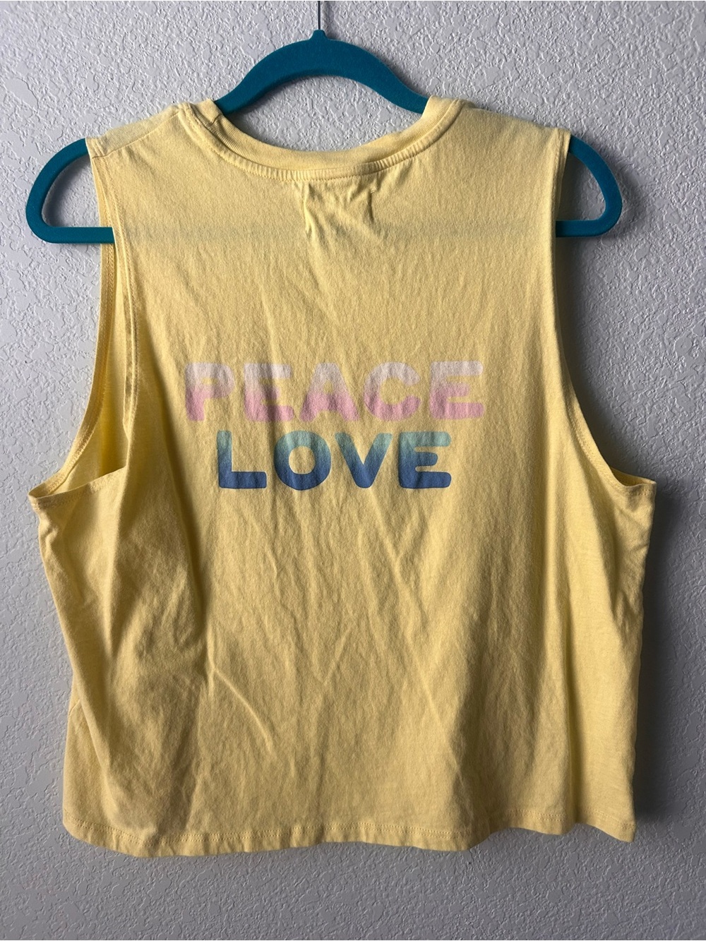 Med Spiritual Gangster Pastel Yellow Muscle Tank w/Heart Peace Sign PEACE LOVE - Picture 10 of 10